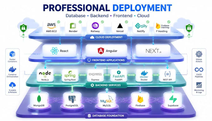 deploy your backend and database on render, railway, firebase, supabase, mongodb