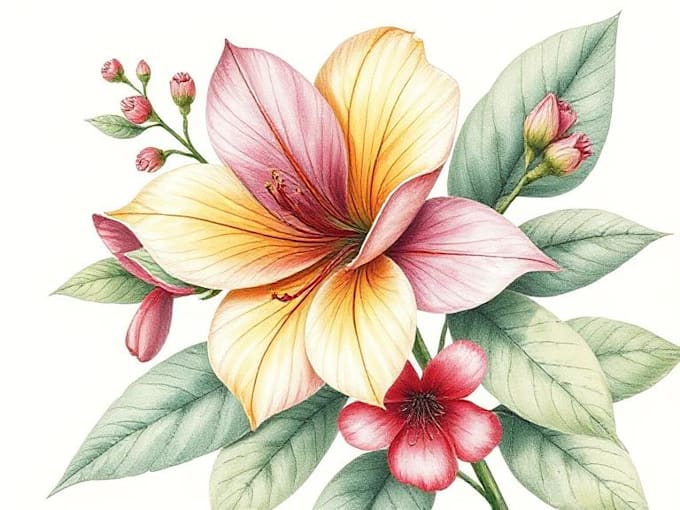 drawn botanical illustration, flower, plant