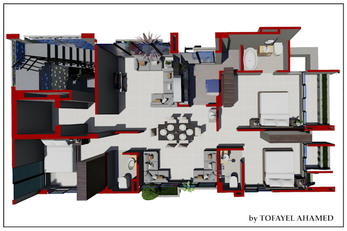 3d floor plan rendering in sketchup and lumion