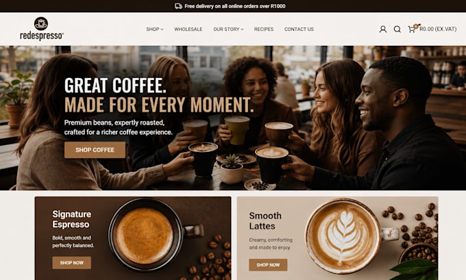 design private label coffee shopify store tea brand website coffee website
