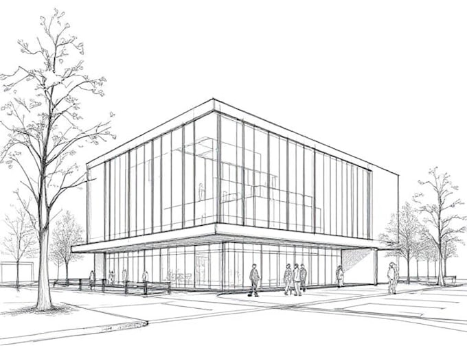 draw an architectural sketch for commercial use