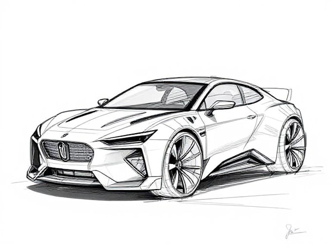 sketch a car or vehicle design concept using digital drawing