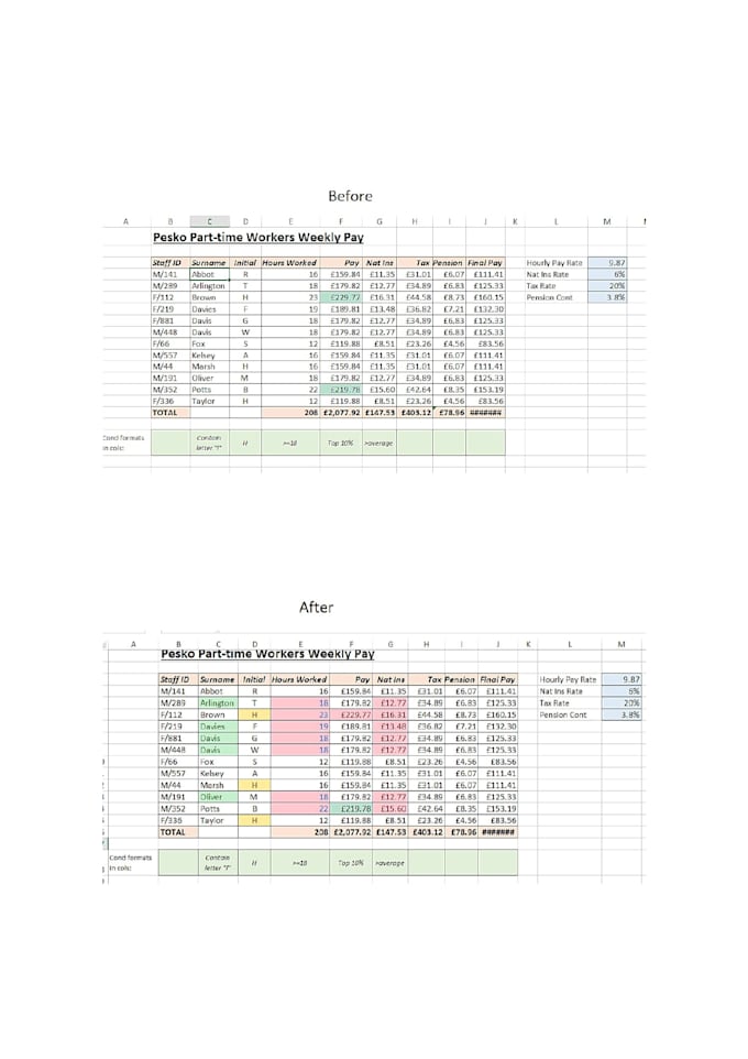 clean, format, merge, split excel data
