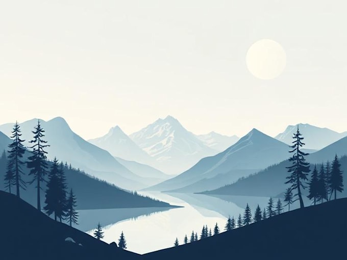 create minimalist landscape illustrations and posters