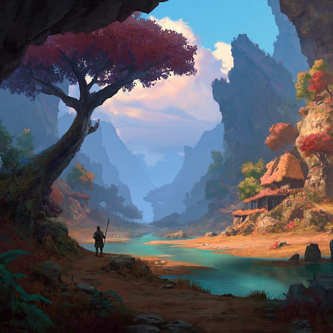 do stunning fantasy landscape, background illustration