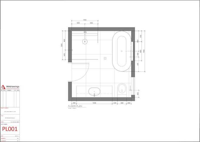 draw architectural drawings of your bathroom