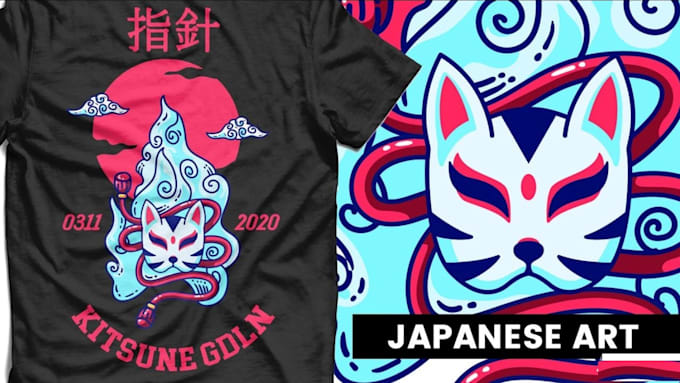 make professional vector t shirt fox kitsune logo