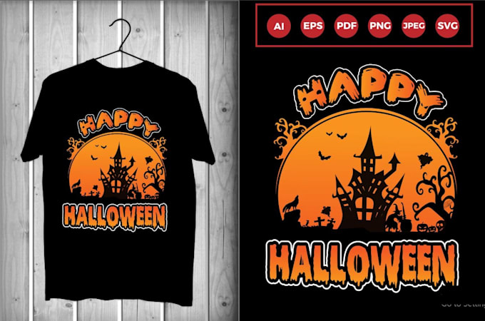 make custom horror halloween logo and t shirt vector design