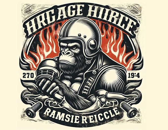 make vintage t shirt biker gorilla logo