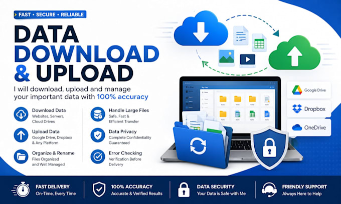 download, upload and organize your files and data