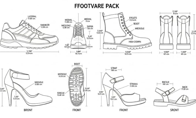create a professional footwear tech pack specification