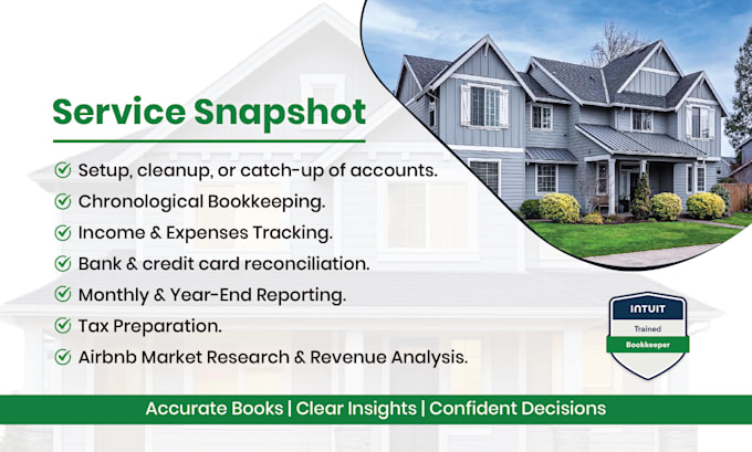 do real estate, property and airbnb bookkeeping in quickbooks and xero