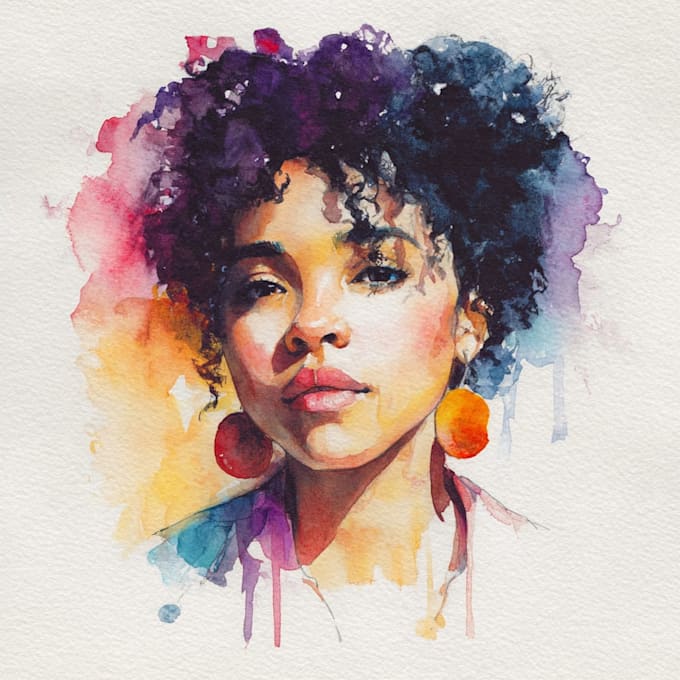 illustrate watercolor portrait illustration