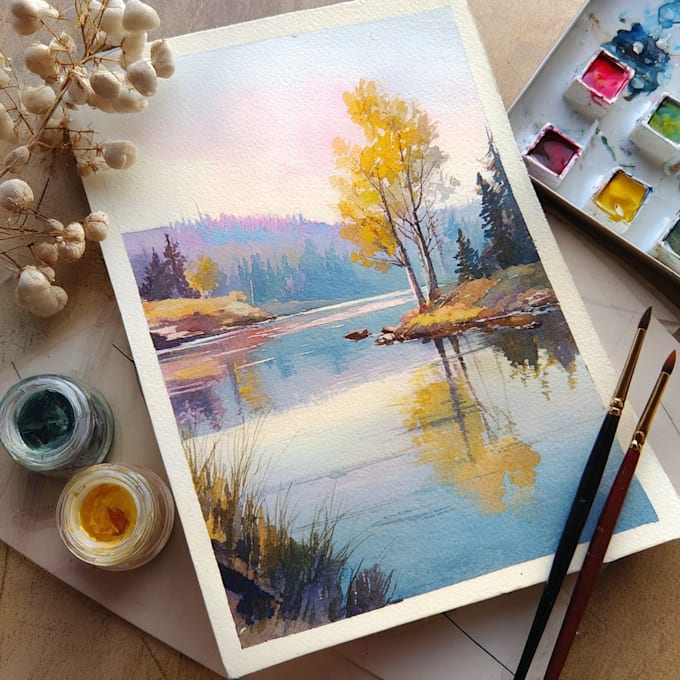 paint landscapes in watercolor