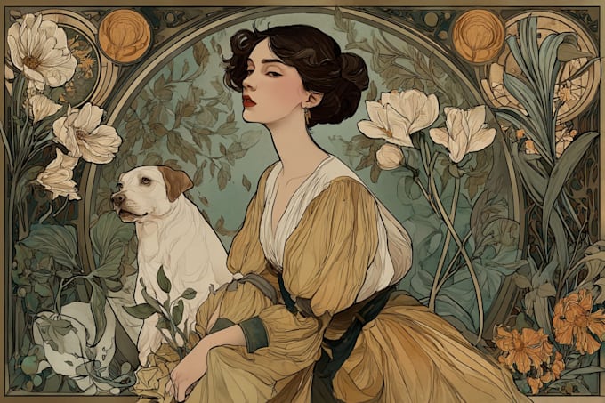 draw an art nouveau illustration for custom projects