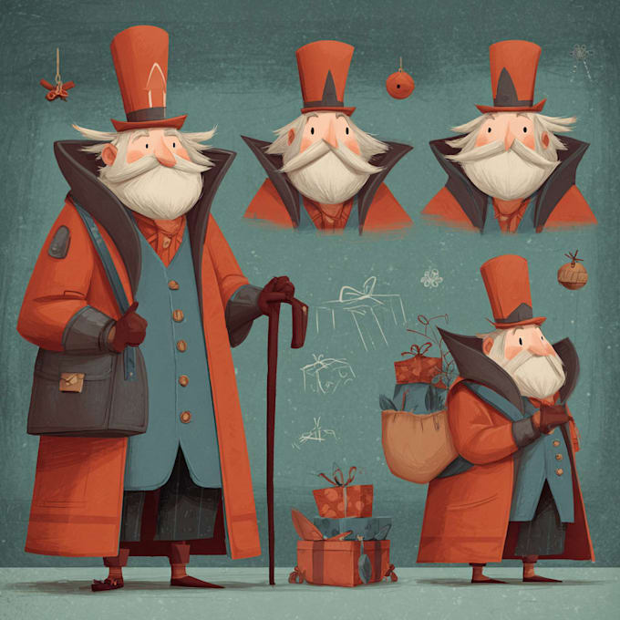 illustrate christmas card, christmas character