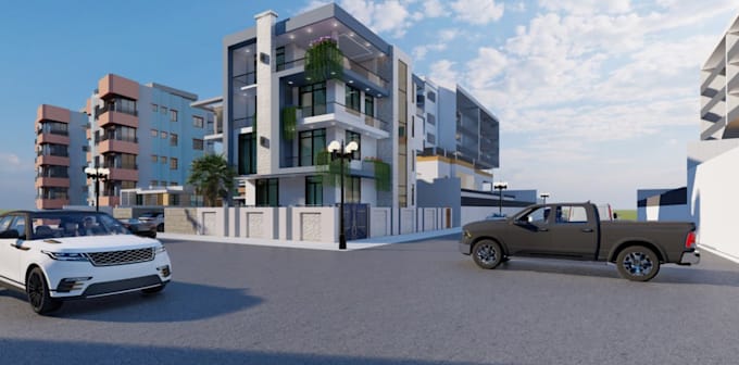redesign detached duplex, cgi architectural, villa,rooftop terrace,facade desing