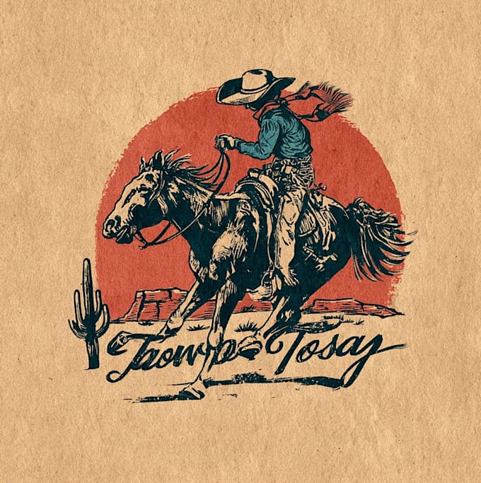 do great western cowboy illustration for apparel
