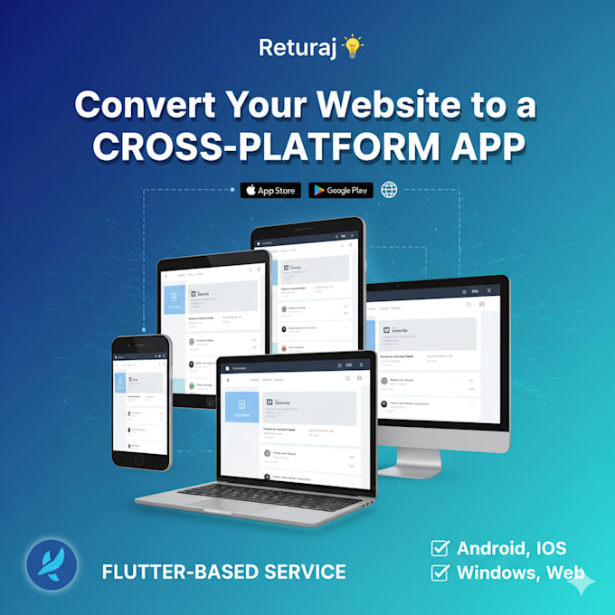 turn your website into android, ios, and windows apps using flutter