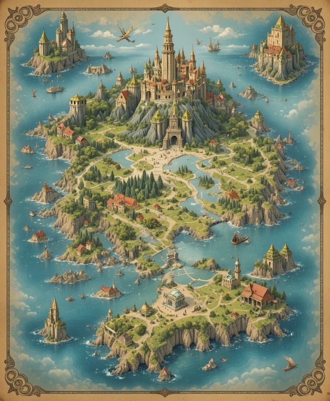 illustrate fantasy map and city map