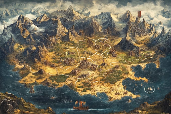 illustrate fantasy map and city map