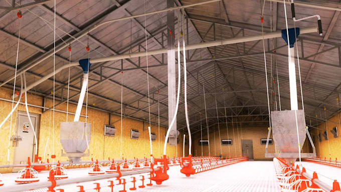 do 3d cgi for farmhouse, poultry pen and silo system