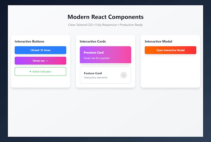 create modern react components with tailwind CSS
