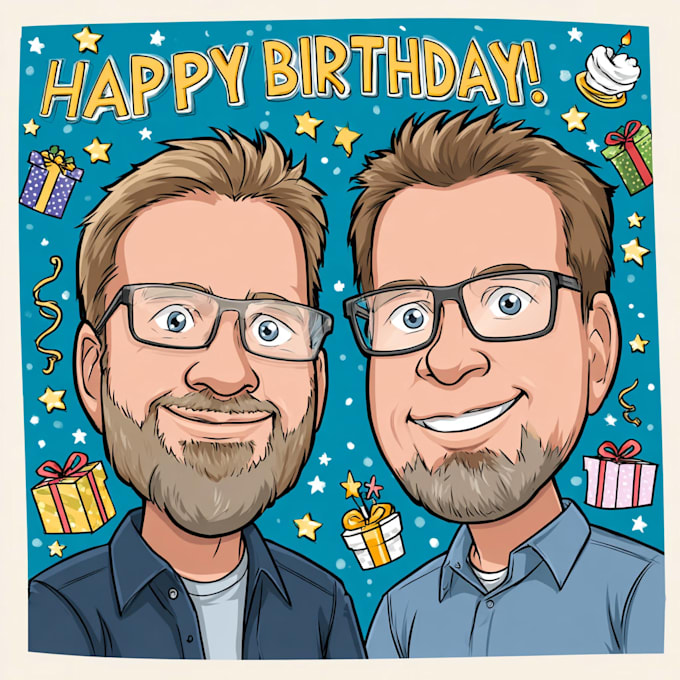 create birthday card with your cartoon face