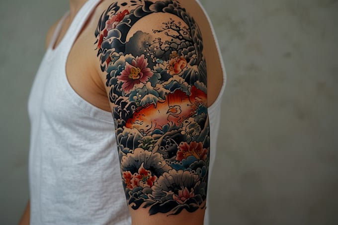 make a japanese tattoo art for unique ink