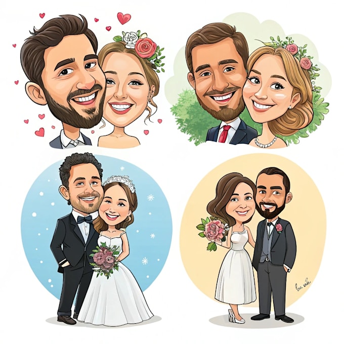 draw caricatures for couples, families, weddings