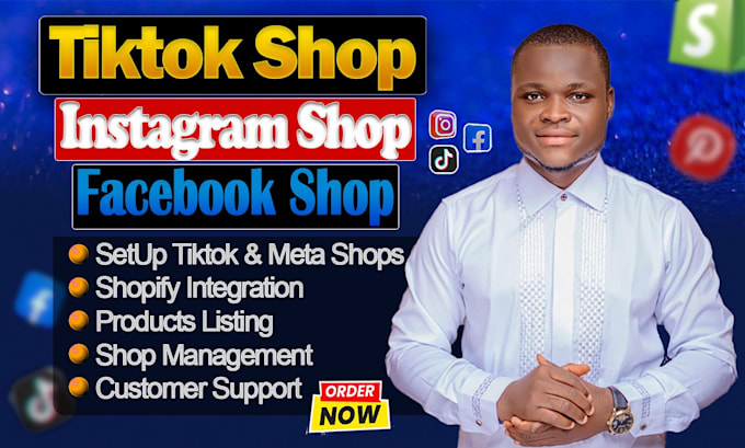 setup tiktok shop, facebook shop, instagram shop, meta ads and tiktok ads sales