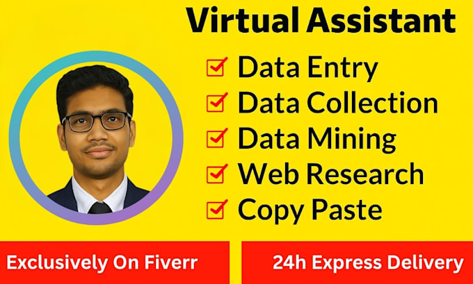 be your virtual assistant for data entry, typing, copy paste and web research