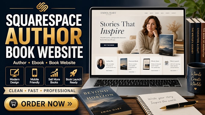 build squarespace author book website ebook website book author website