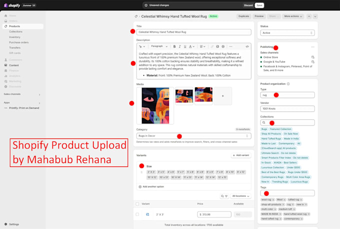 do shopify product listing and data entry