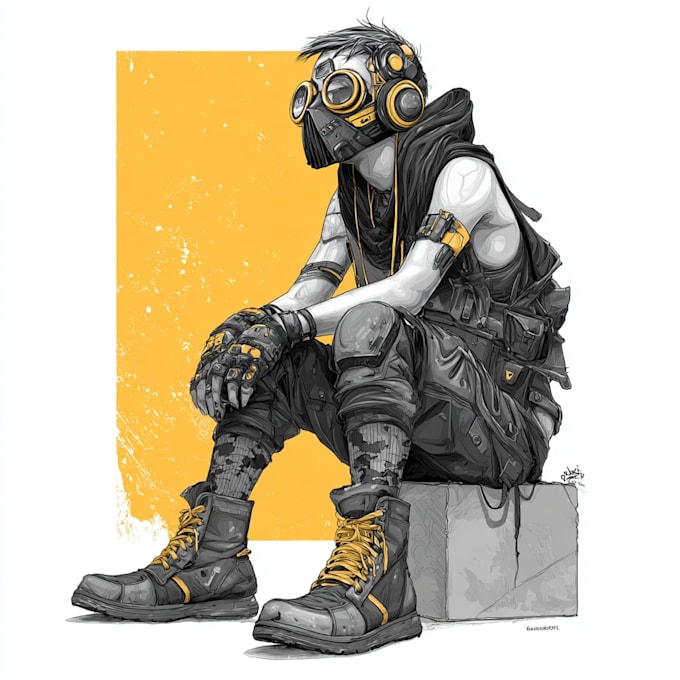illustrate you as a cyberpunk style character