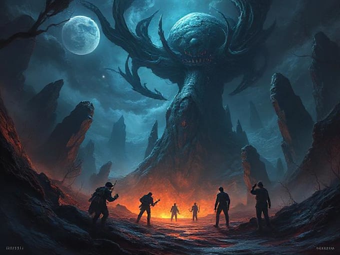 do sci fi horror and fantasy scene concept art illustrations