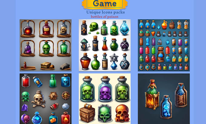 Design hand drawn 2d game icon packs, rpg items, mobile ui and ...