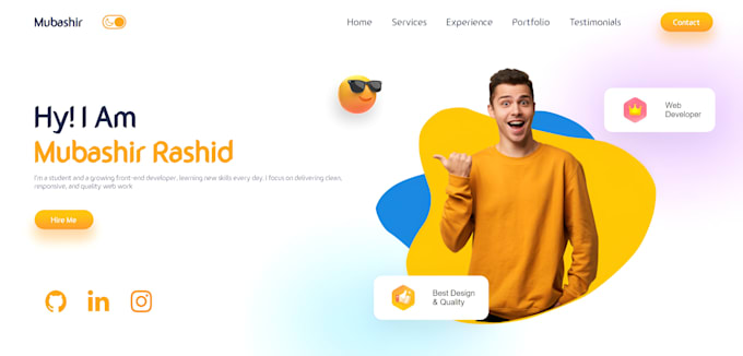 Convert figma design into portfolio website using html, css, js, react ...