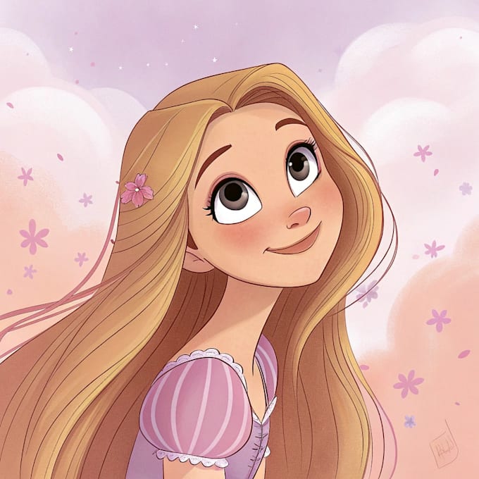 draw a gorgeous disney style cartoon portrait