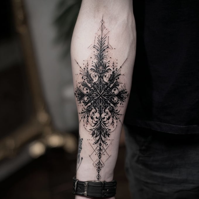 create a profesional blackwork tattoo art