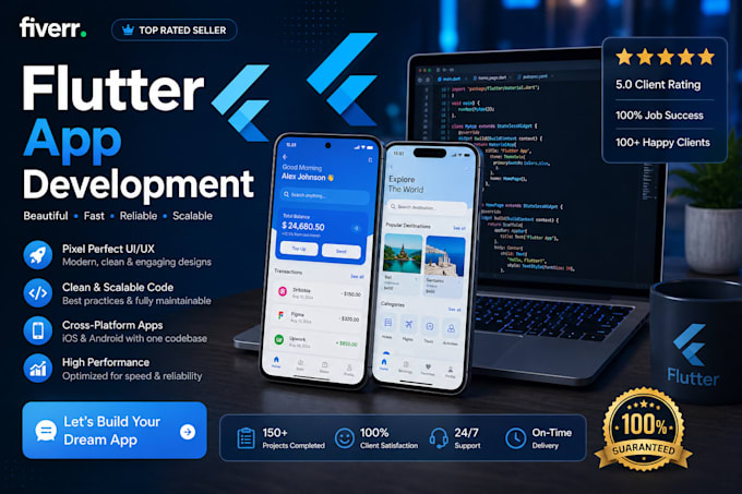 develop android mobile apps using react native and flutter