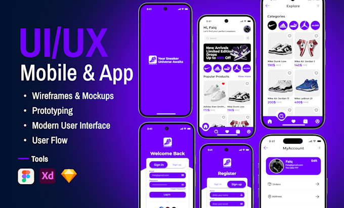 do mobile app design using figma, mobile uiux, figma prototype, figma mockup