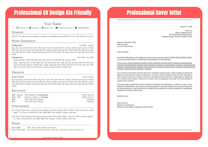 Write a professional ats optimized resume, cv, and cover letter by ...