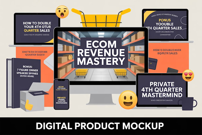 design digital product mockup, online course bundle mockup, 3d ecover bundle
