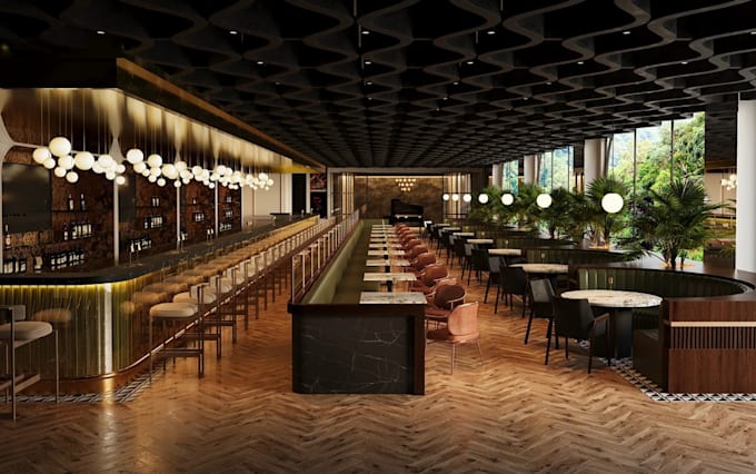 d5 eatery interior,cgi dining hall,beverage lounge,restaurant render,3d cafe bar