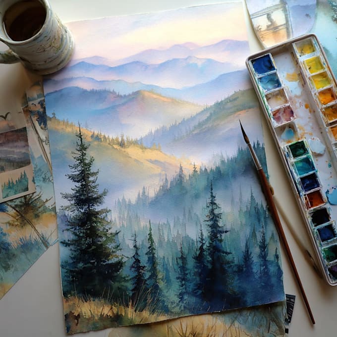 make watercolor landscape design