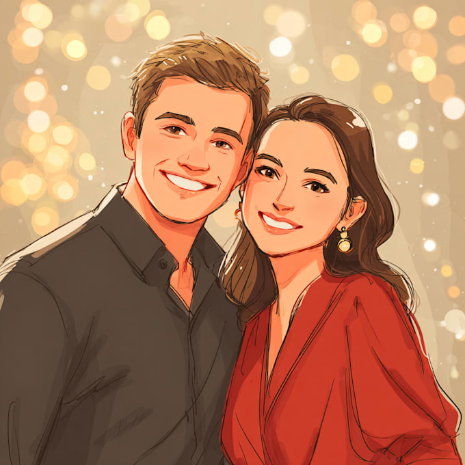 draw couple, family portrait for christmas gift