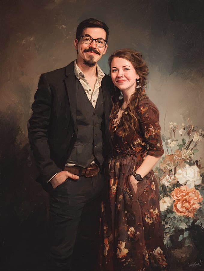 create professional couple portrait illustration