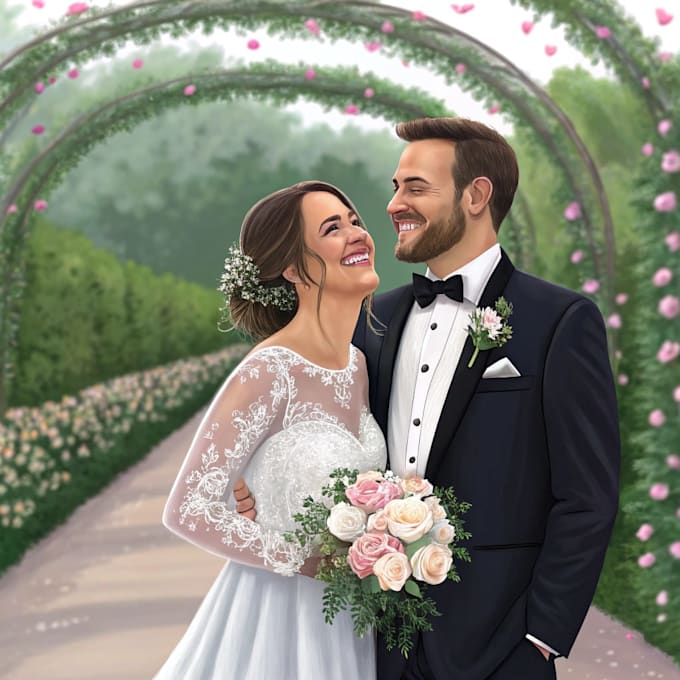 draw couple and wedding portrait illustration