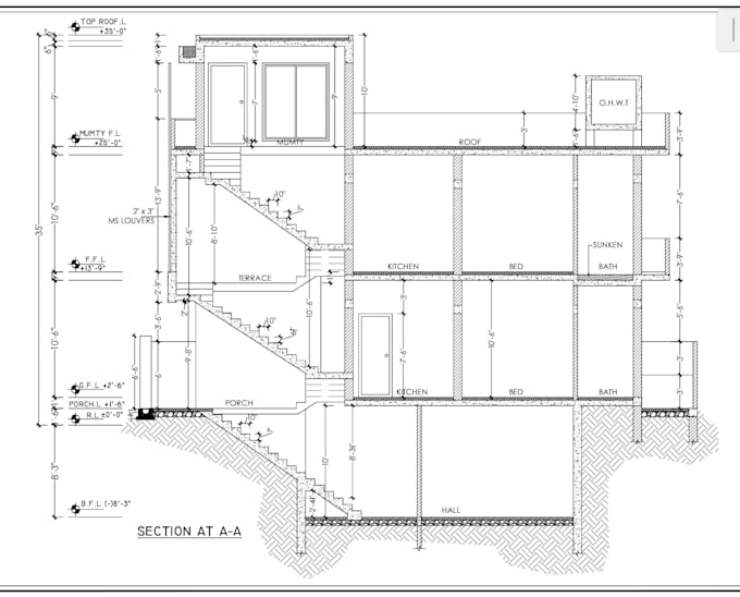 design architectural 2d floor plan on autocad